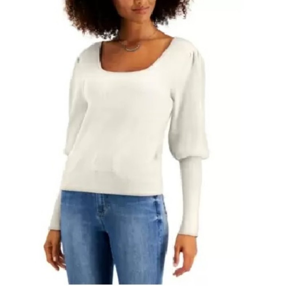 NEW! Willow Drive Puff-Sleeve Sweater Whisper White M